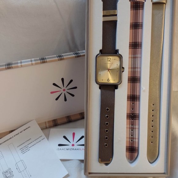 Isaac Mizrahi Live! Watch with set of 3 interchangeable straps - Bronze - nwot - Picture 3 of 7